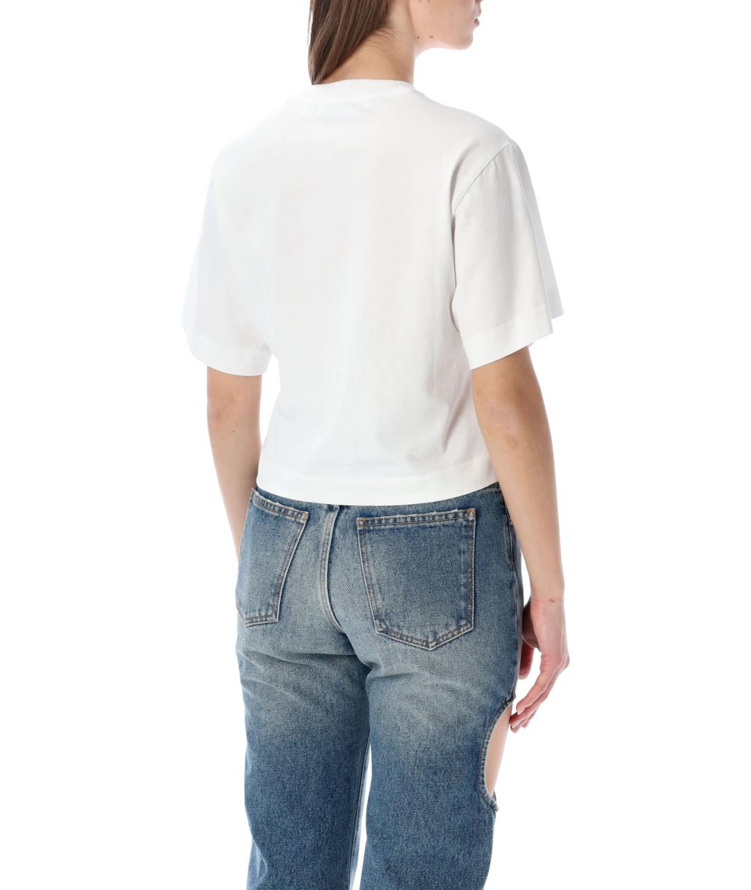 OFF-WHITE Белая хлопковая футболка, фото 3