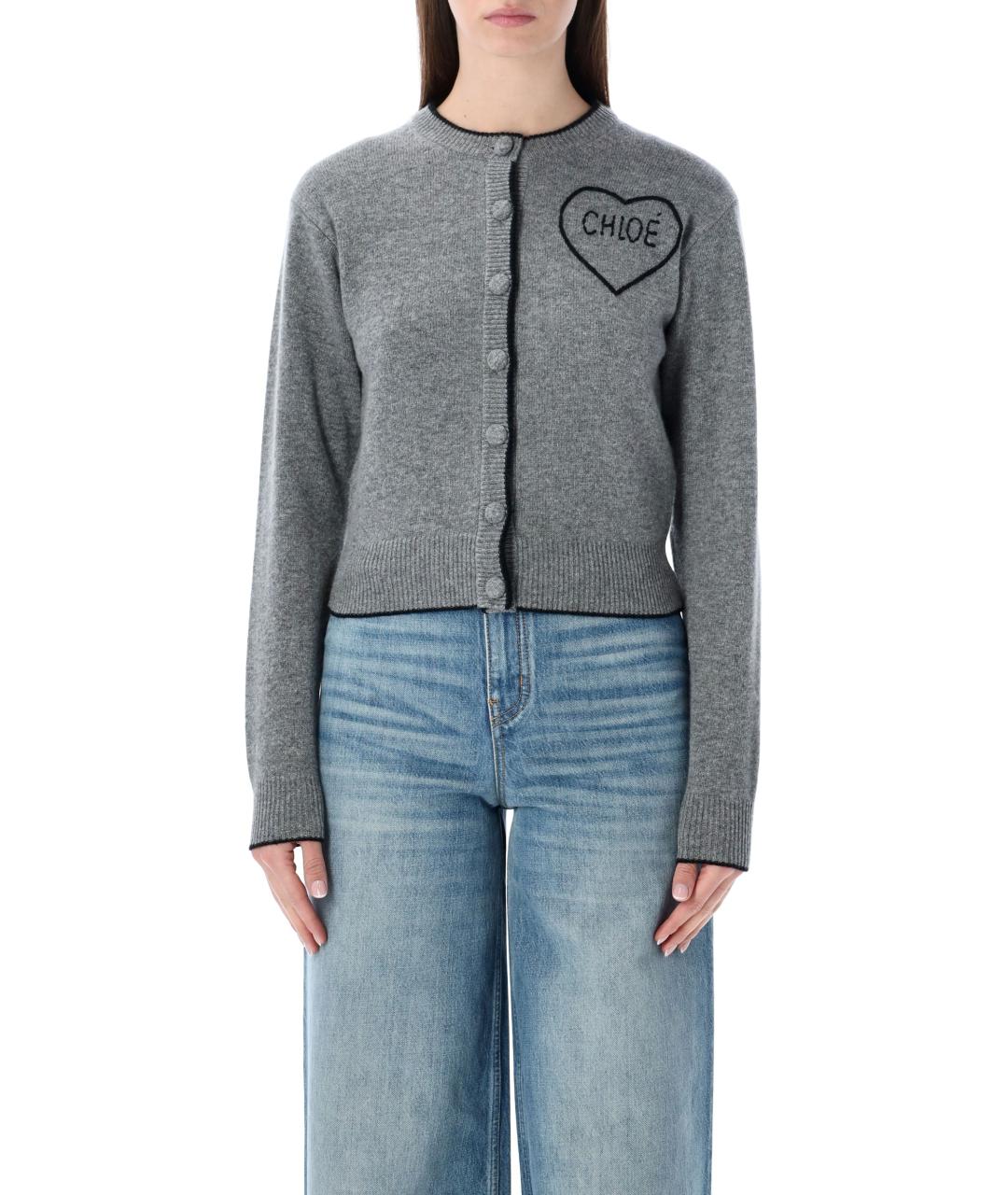 CHLOE Серый шерстяной кардиган, фото 2