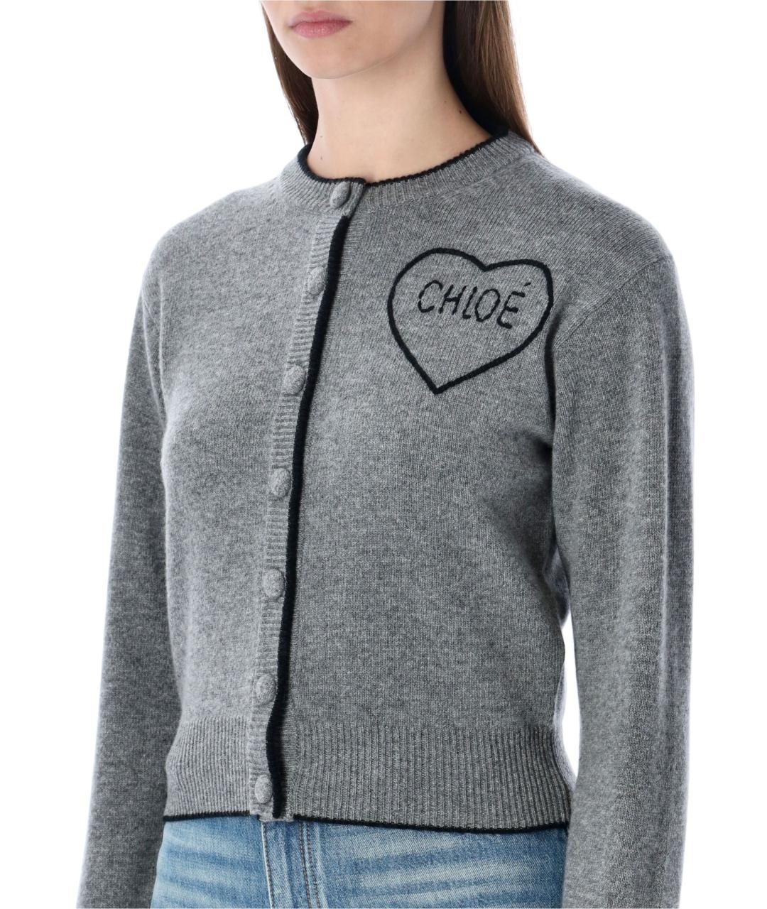CHLOE Серый шерстяной кардиган, фото 4