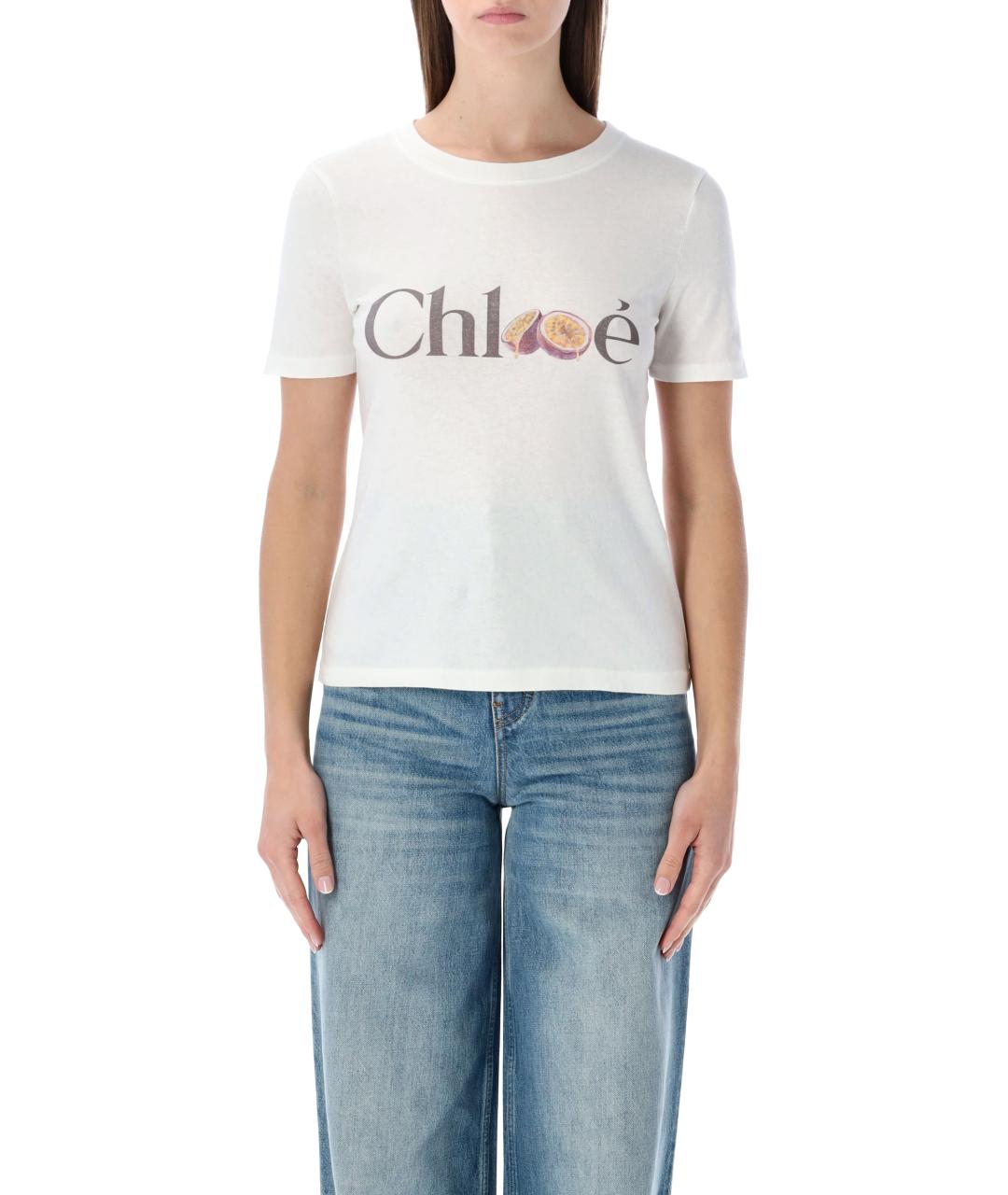 CHLOE Белая хлопковая футболка, фото 2