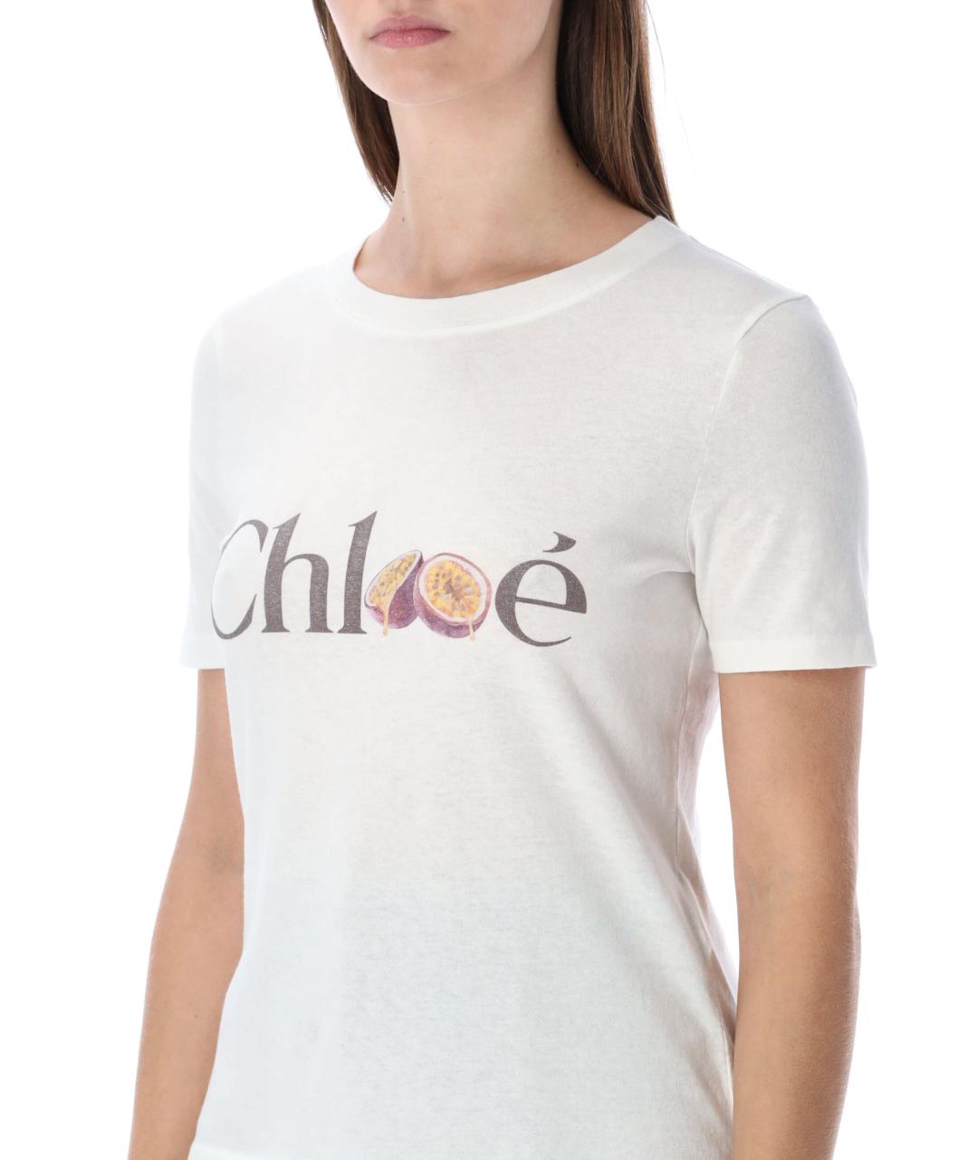 CHLOE Белая хлопковая футболка, фото 4