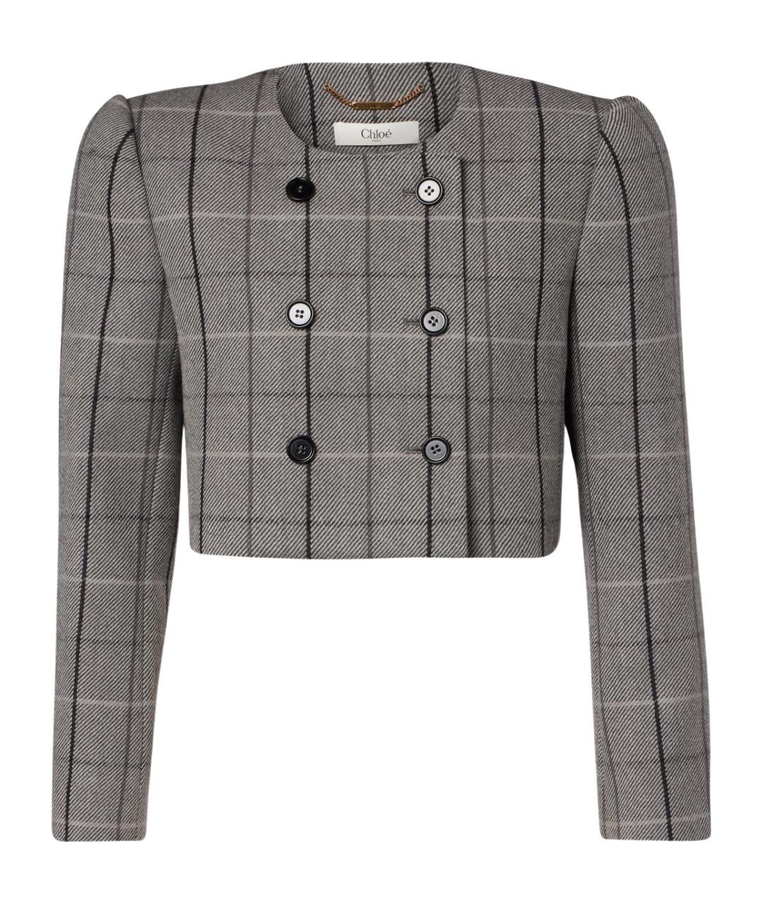 CHLOE Серый шерстяной жакет/пиджак, фото 1