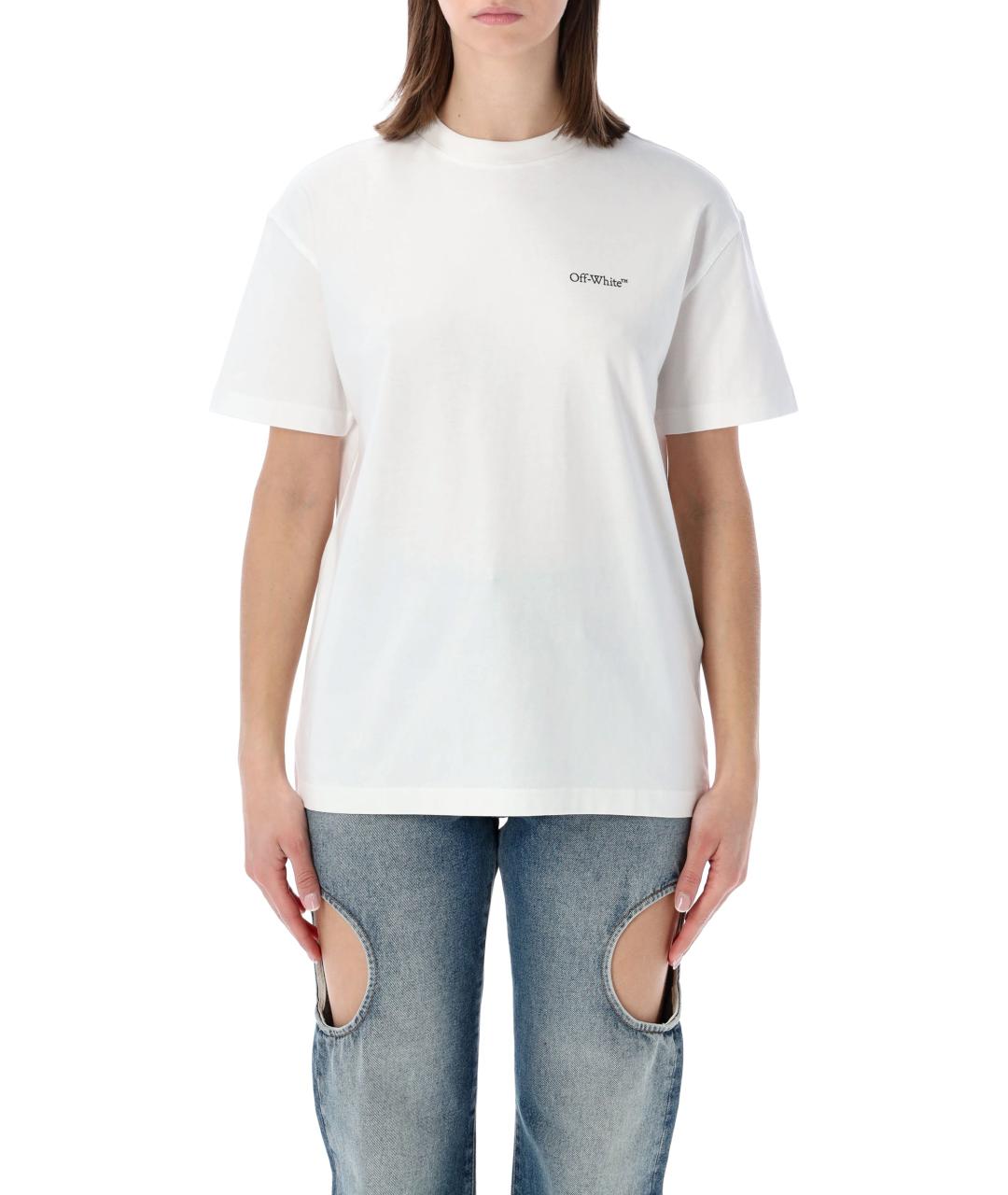 OFF-WHITE Белая хлопковая футболка, фото 4