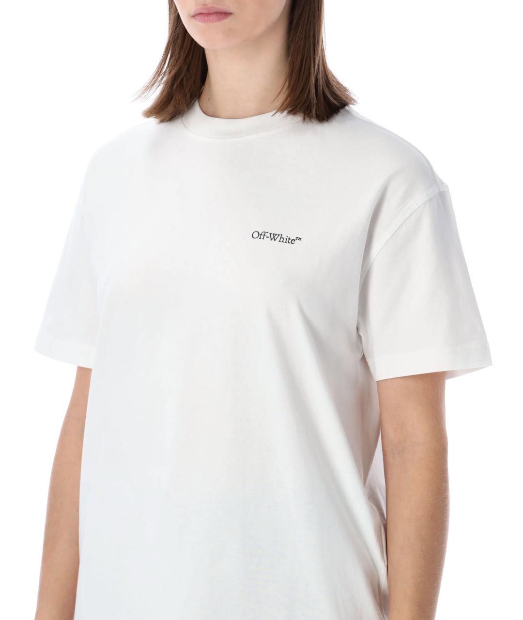 OFF-WHITE Белая хлопковая футболка, фото 3