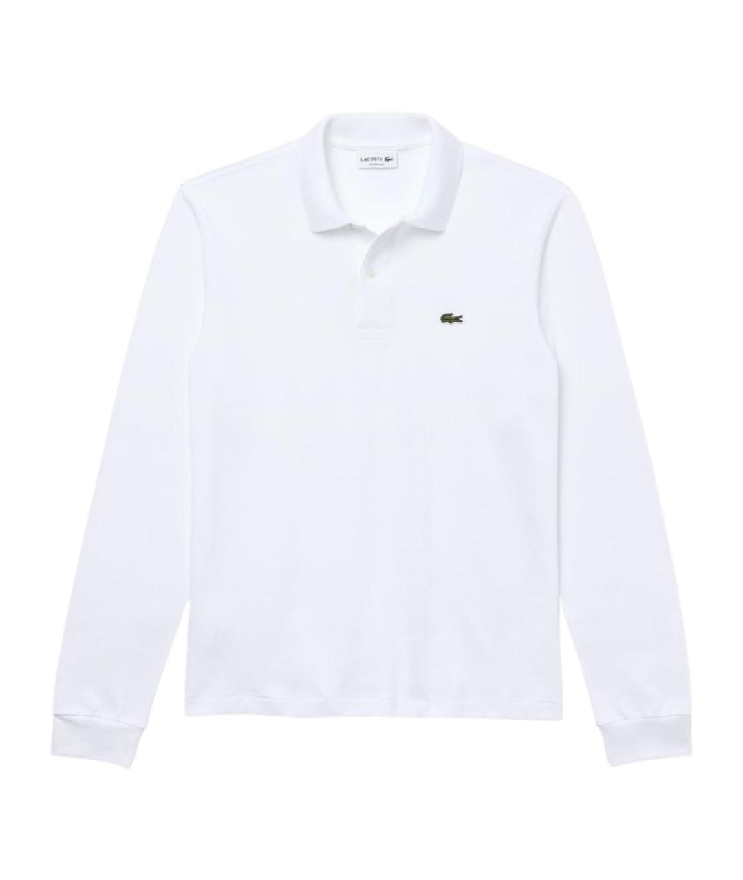 LACOSTE Белое хлопковое поло с длинным рукавом, фото 1