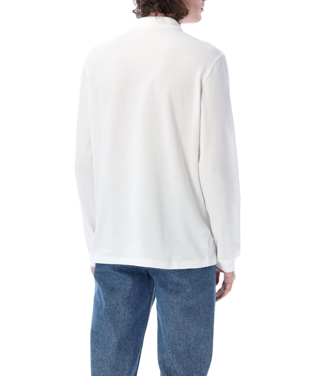 LACOSTE Белое хлопковое поло с длинным рукавом, фото 2