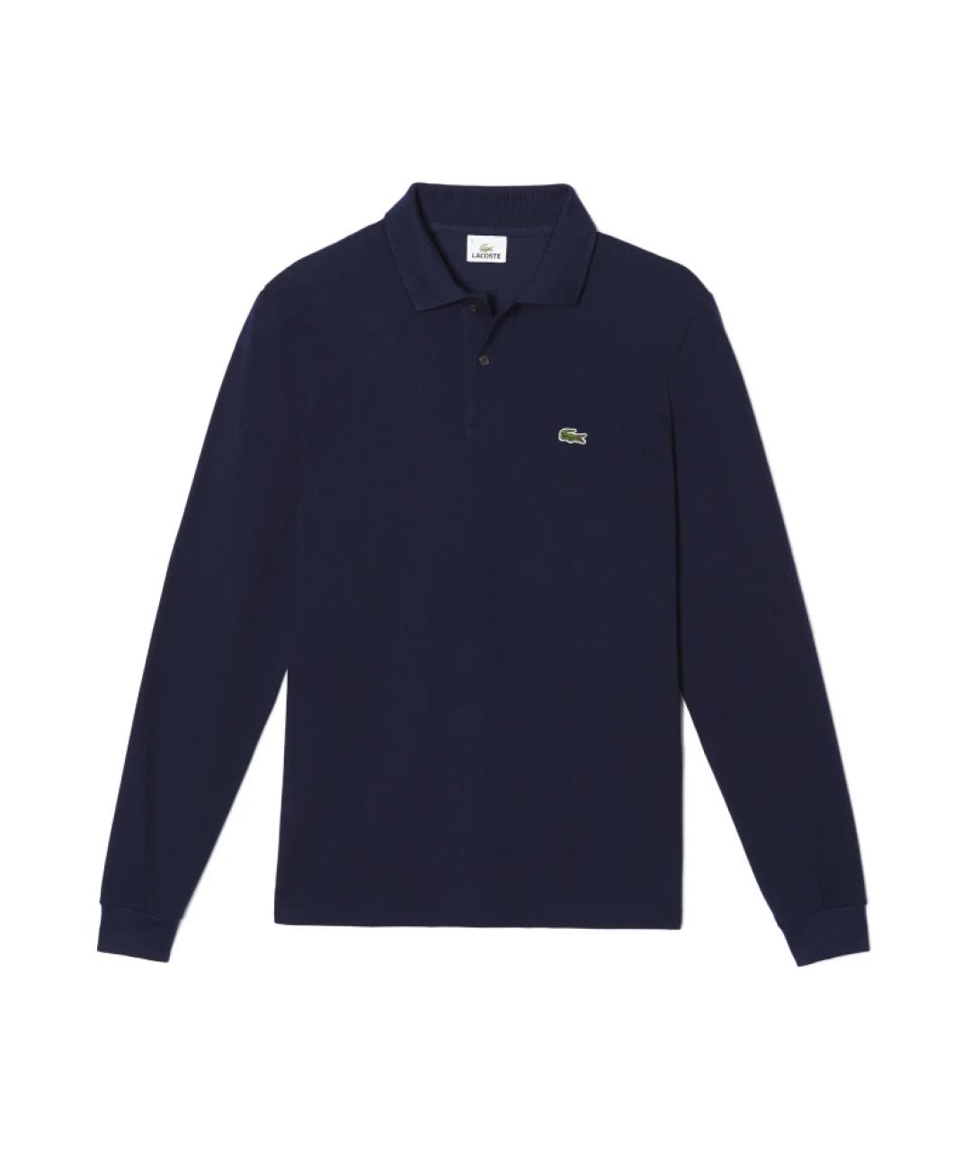 LACOSTE Темно-синее хлопковое поло с длинным рукавом, фото 1