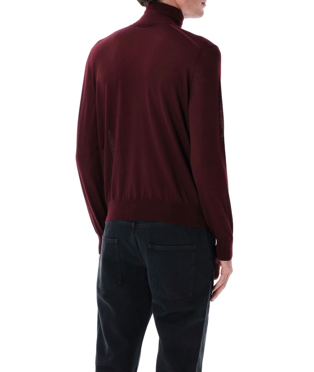 SAINT LAURENT Бордовый шерстяной джемпер / свитер, фото 3