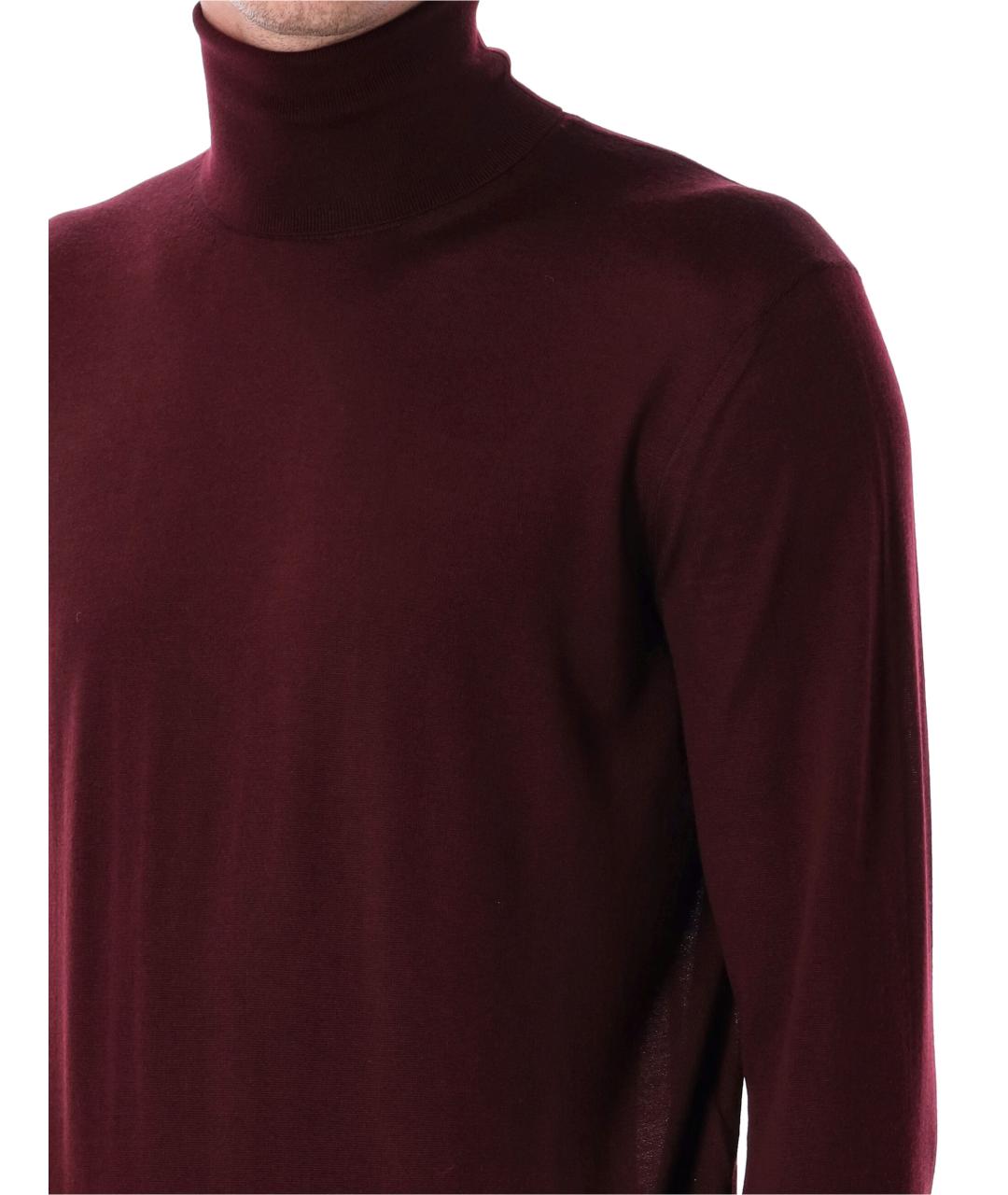 SAINT LAURENT Бордовый шерстяной джемпер / свитер, фото 4