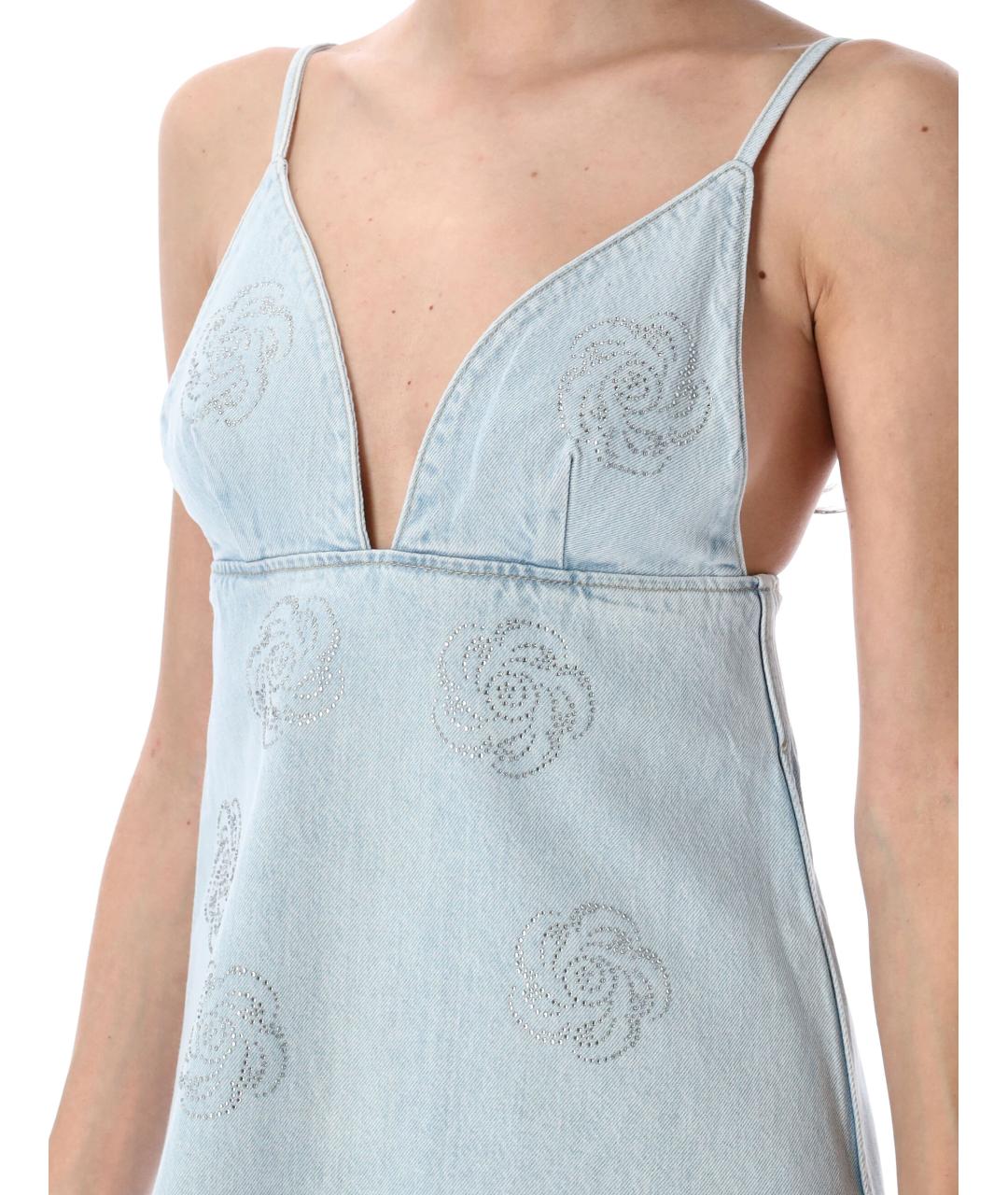 ROTATE Голубое хлопковое коктейльное платье, фото 4