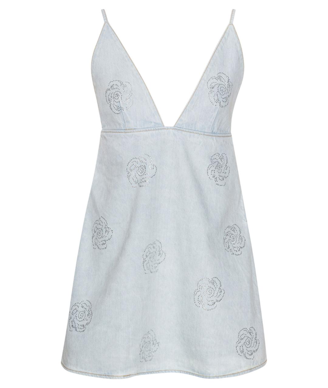 ROTATE Голубое хлопковое коктейльное платье, фото 1