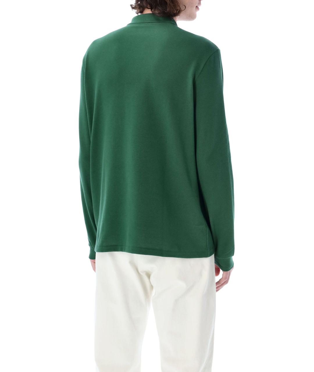 LACOSTE Зеленые хлопковое поло с длинным рукавом, фото 2