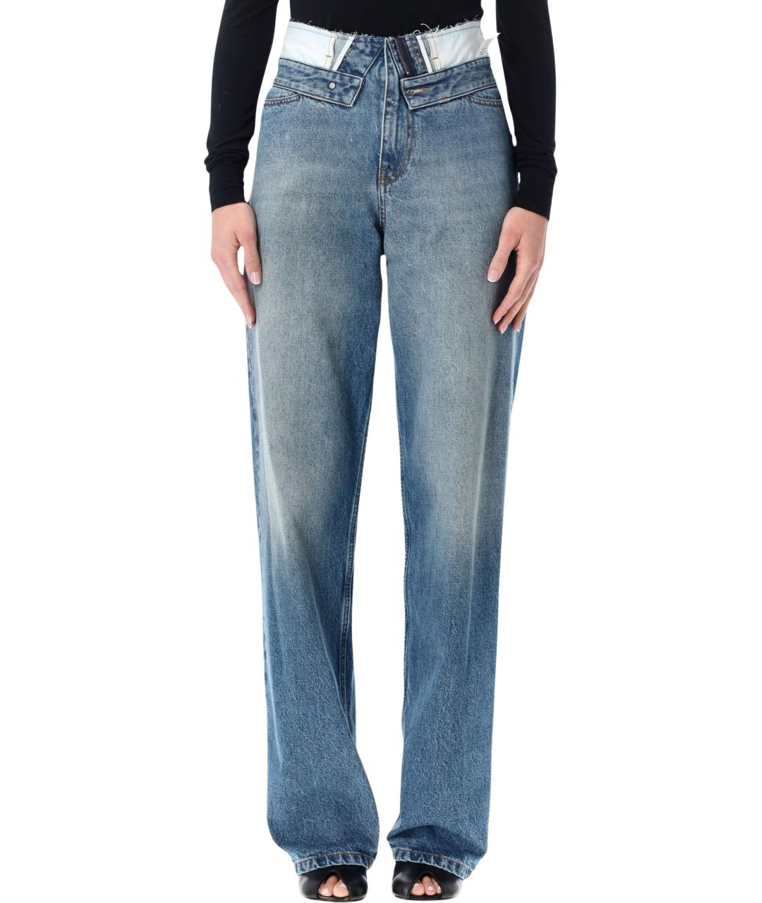 MM6 MAISON MARGIELA Синие хлопковые прямые джинсы, фото 4