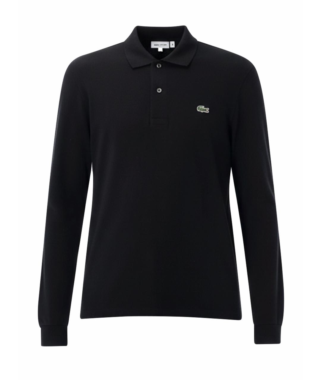 LACOSTE Черное хлопковое поло с длинным рукавом, фото 1