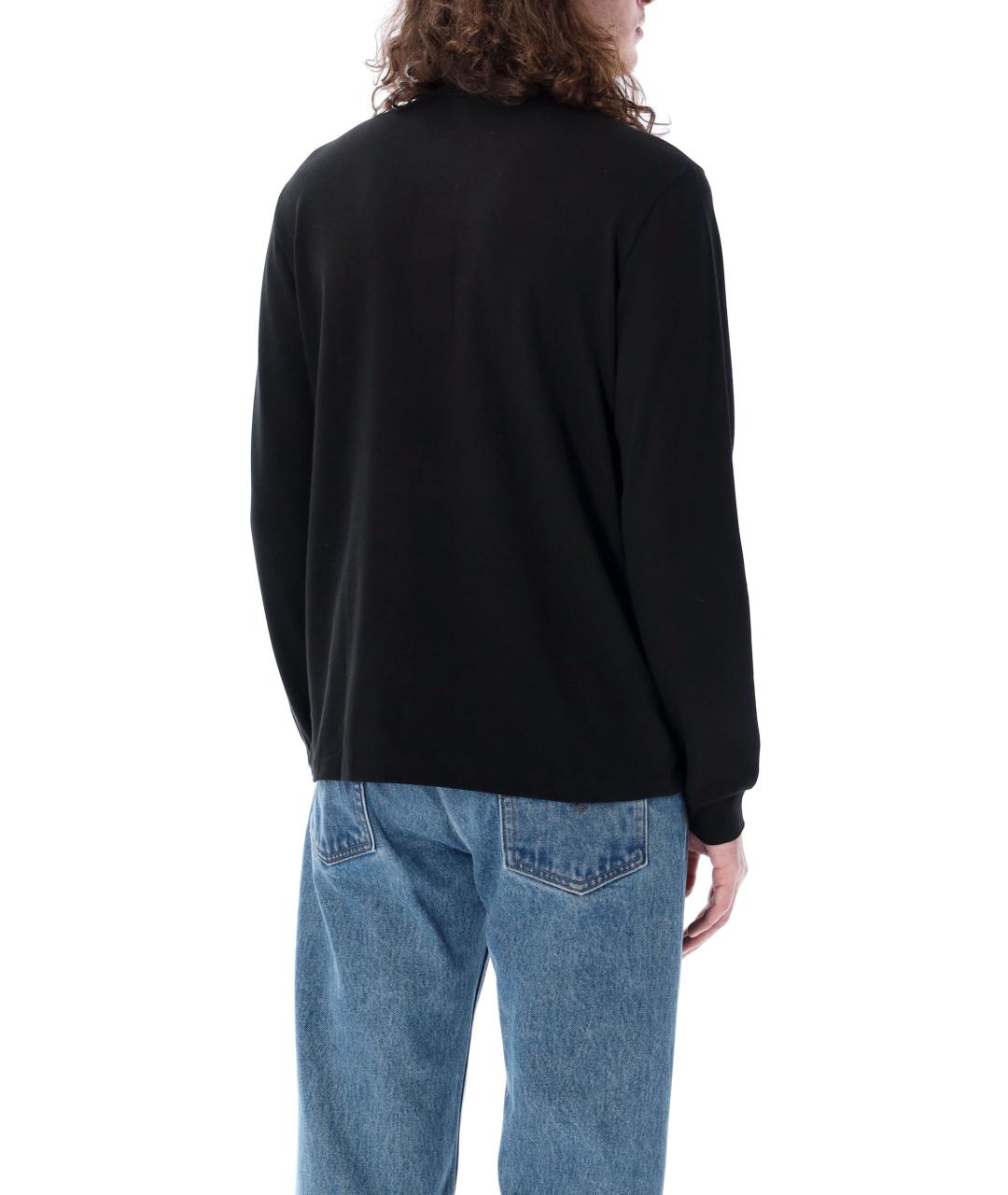 LACOSTE Черное хлопковое поло с длинным рукавом, фото 2