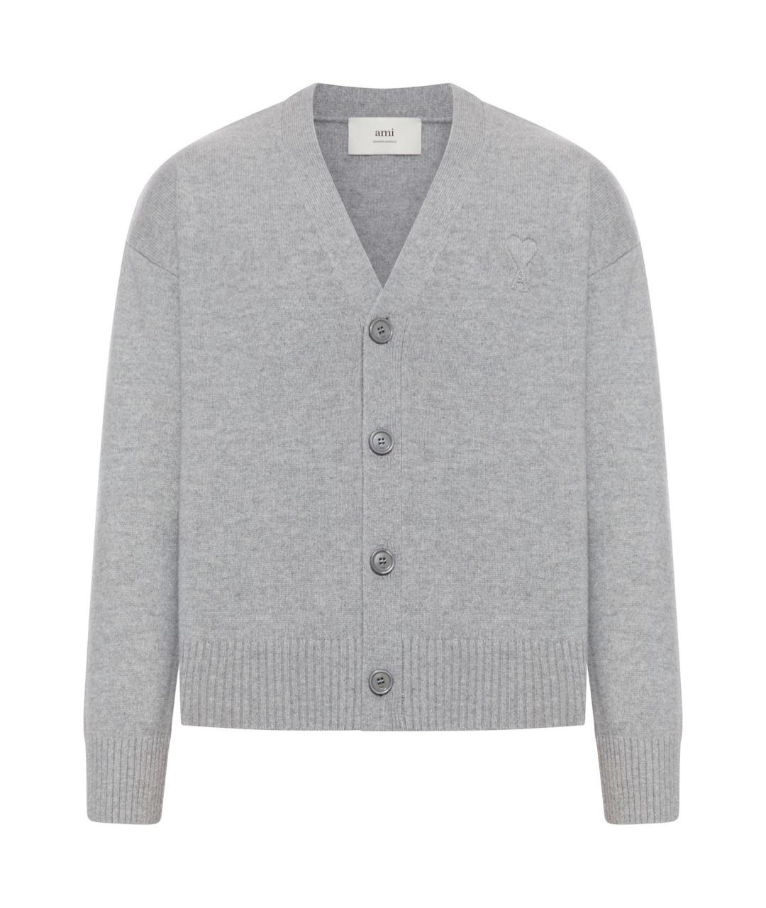 Ami Paris Серый шерстяной кардиган, фото 1