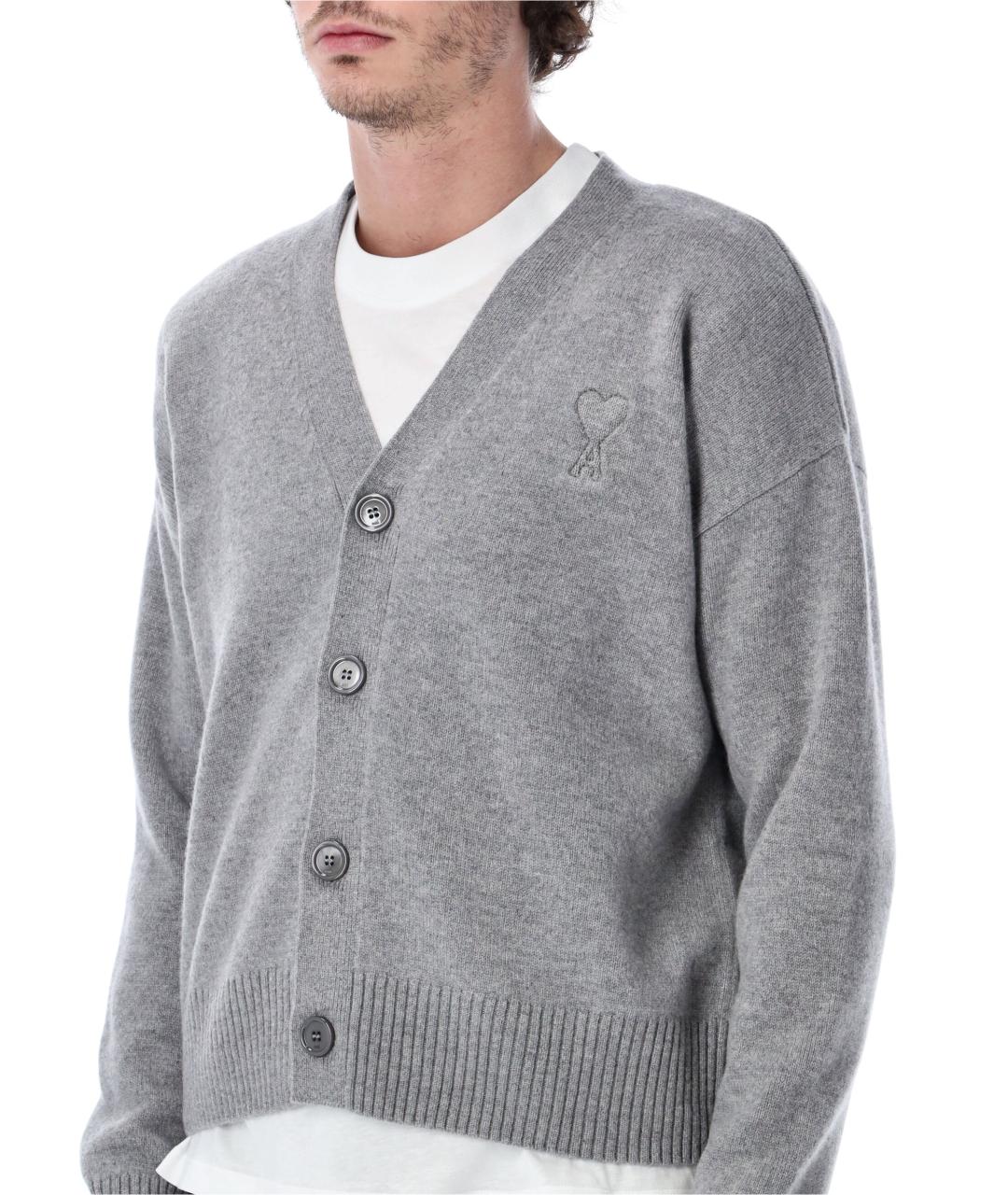 Ami Paris Серый шерстяной кардиган, фото 4