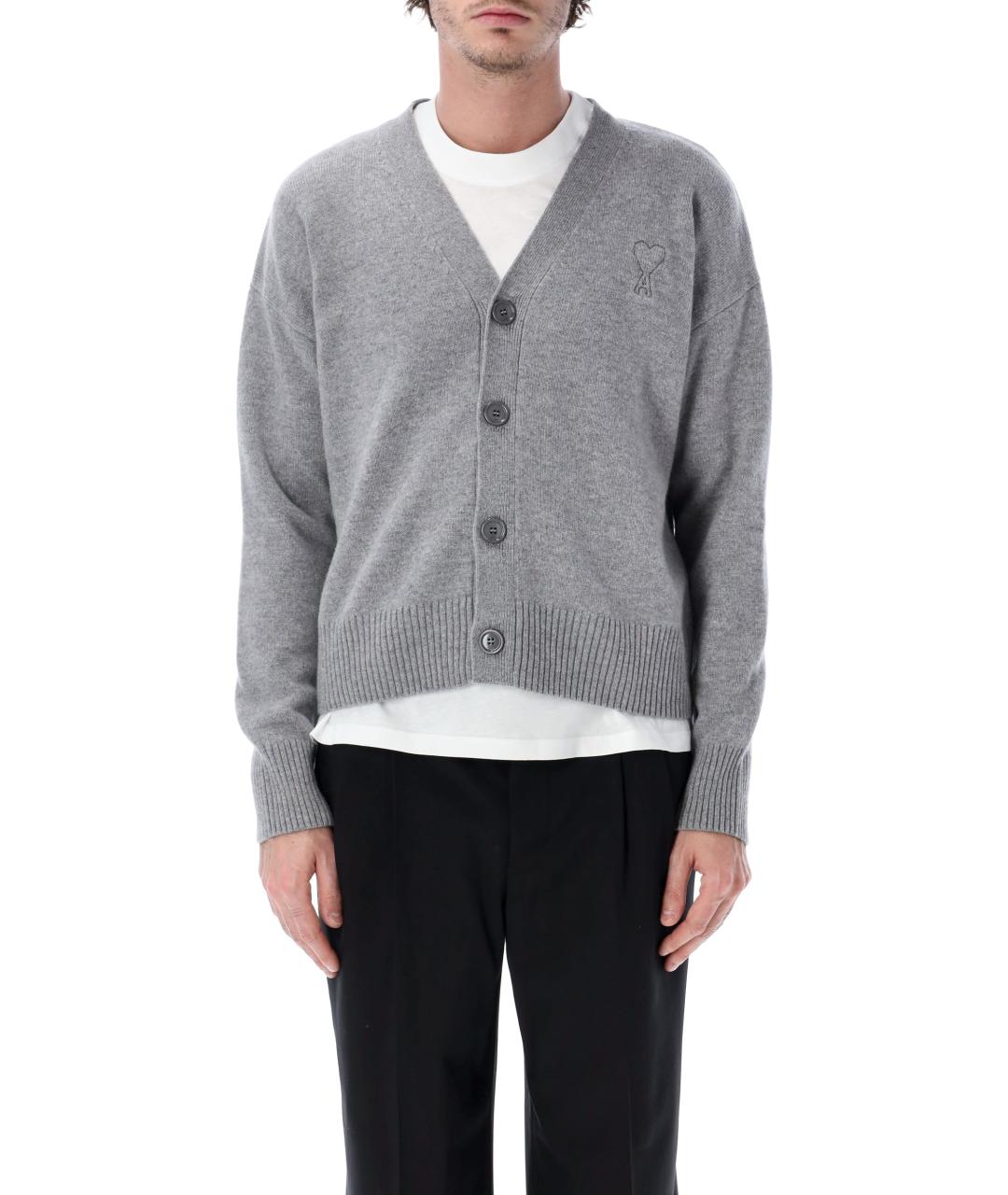 Ami Paris Серый шерстяной кардиган, фото 2