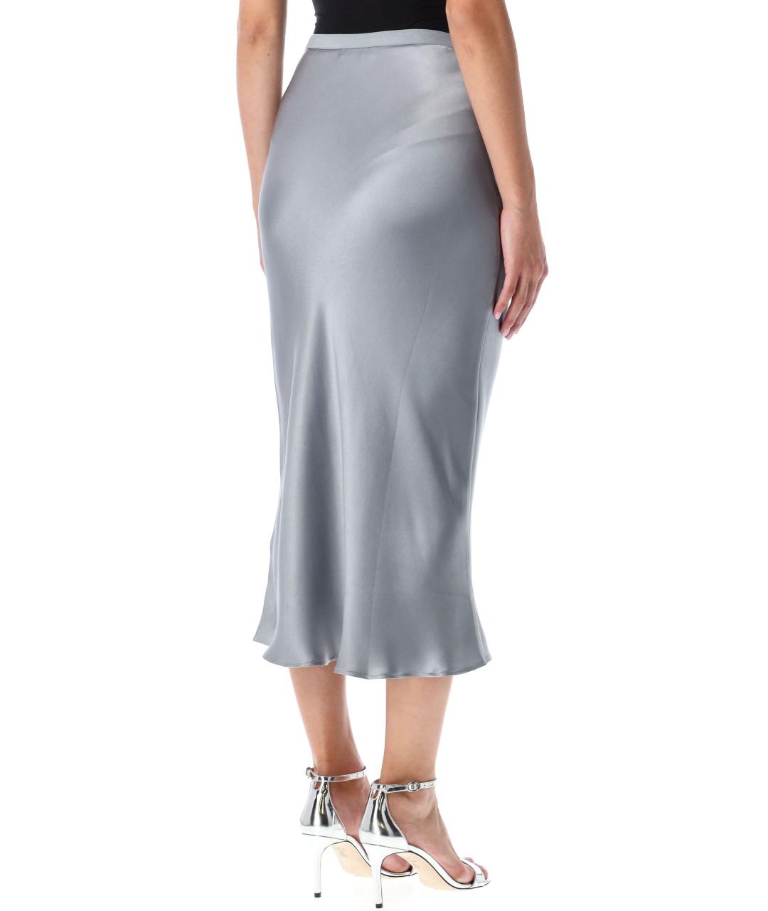 ANINE BING Серая шелковая юбка миди, фото 2