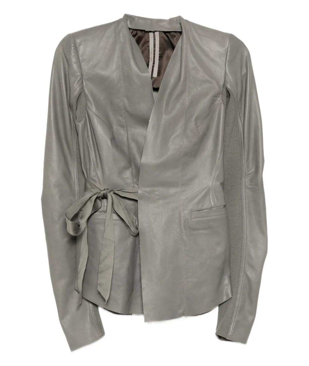 RICK OWENS Серое кожаное пальто, фото 1