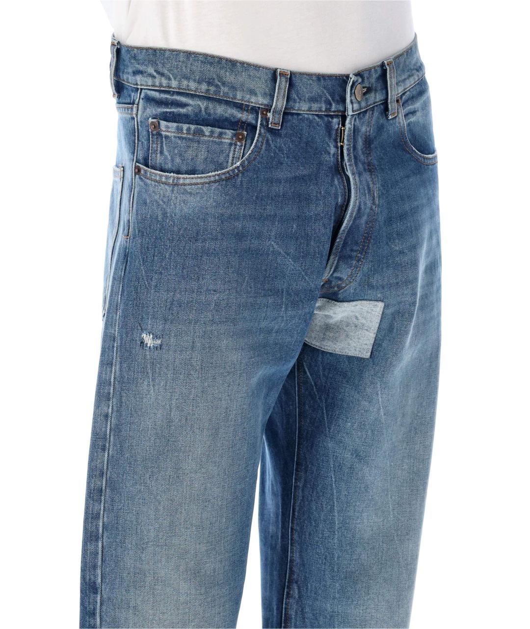 MAISON MARGIELA Синие хлопковые прямые джинсы, фото 3