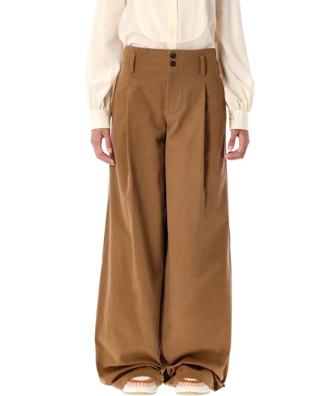 CHLOE Коричневые хлопковые брюки широкие, фото 2