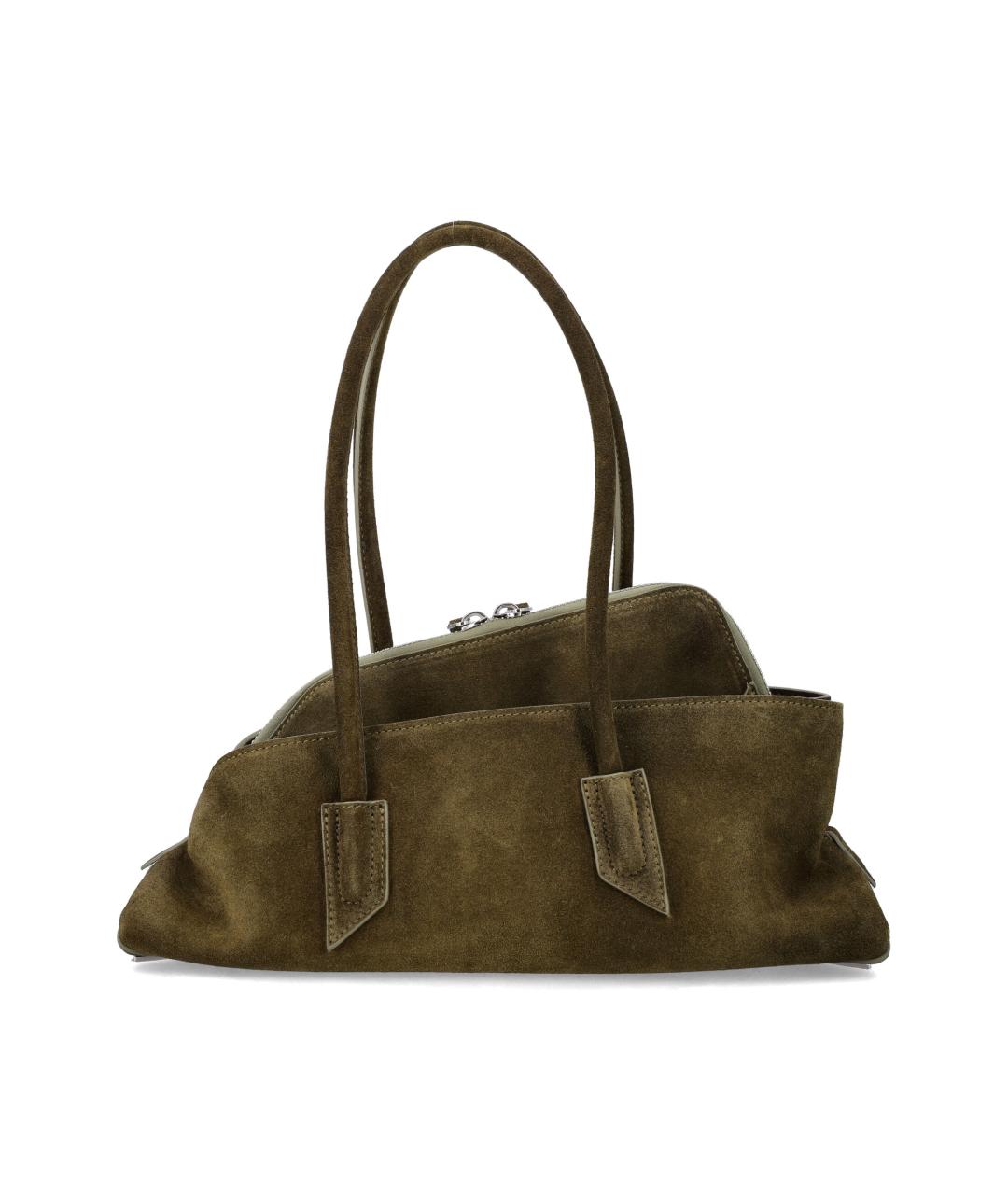 THE ATTICO Хаки замшевая сумка тоут, фото 3