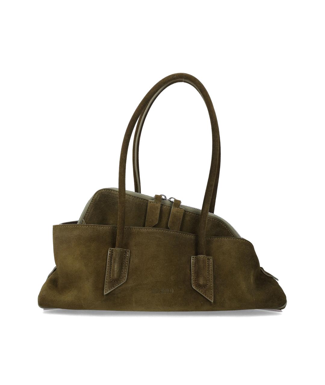 THE ATTICO Хаки замшевая сумка тоут, фото 1