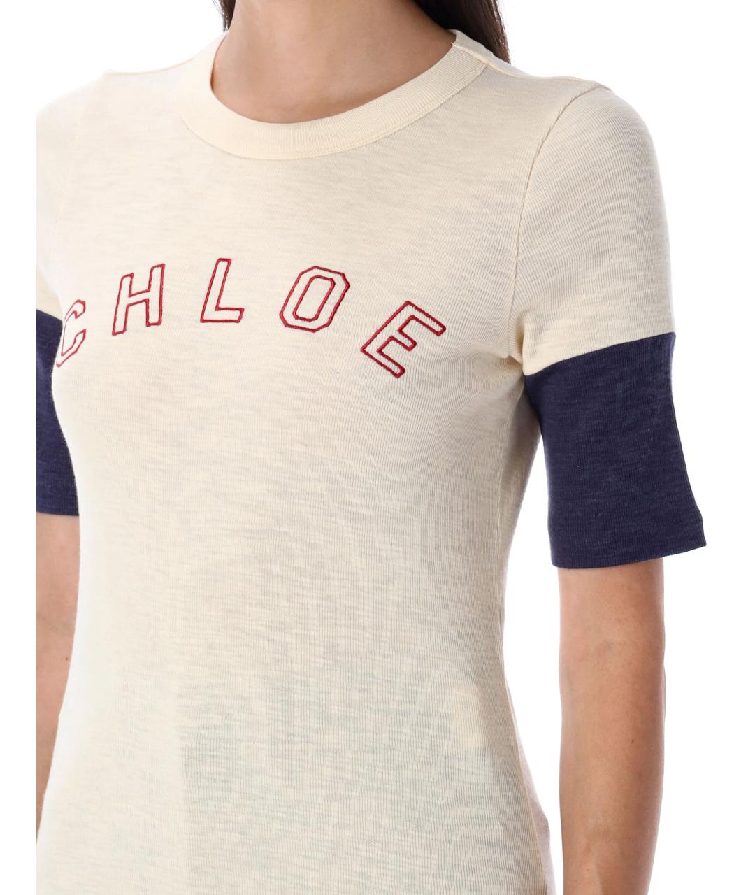 CHLOE Бежевая хлопковая футболка, фото 4