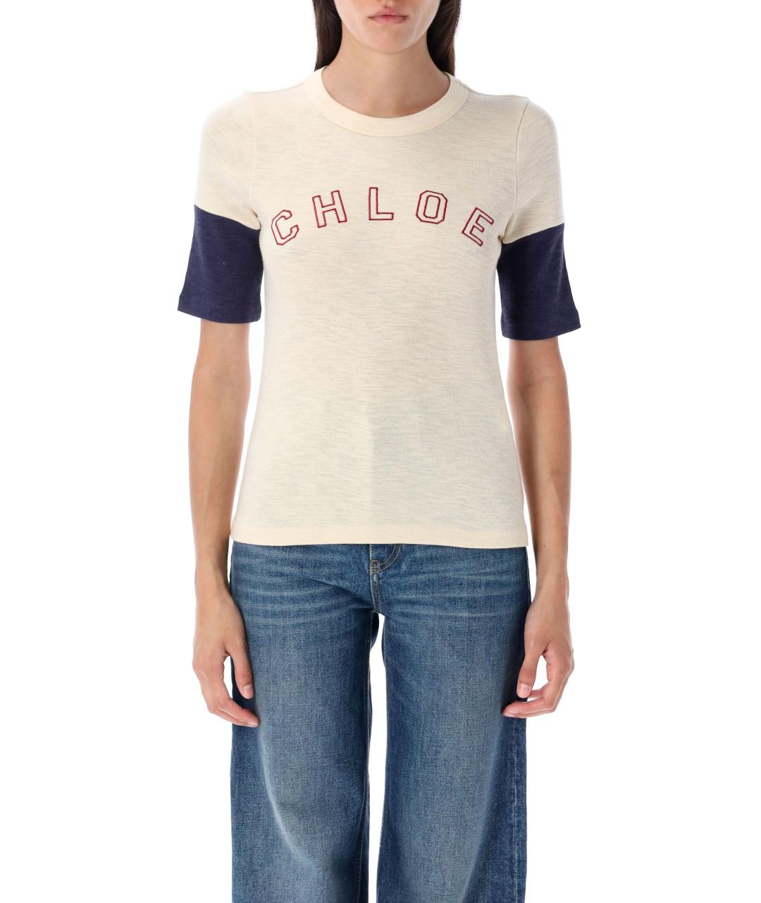 CHLOE Бежевая хлопковая футболка, фото 2