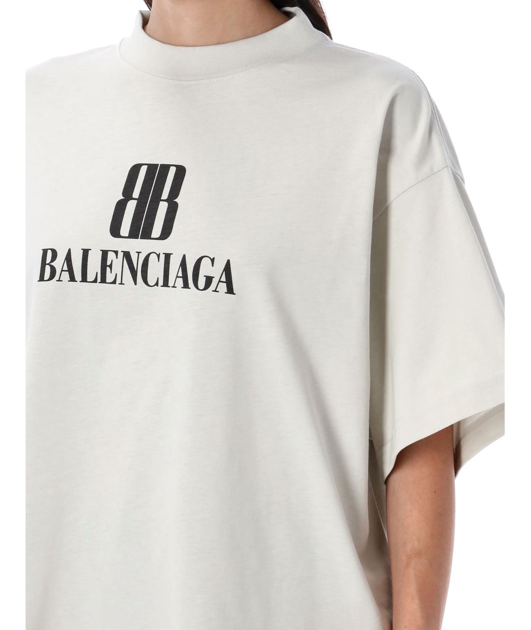 BALENCIAGA Белая хлопковая футболка, фото 4