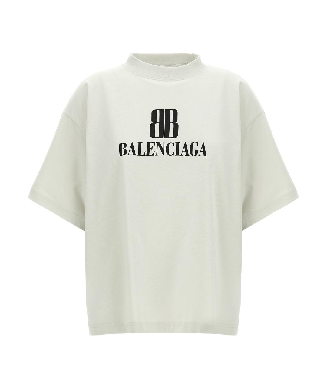 BALENCIAGA Белая хлопковая футболка, фото 1
