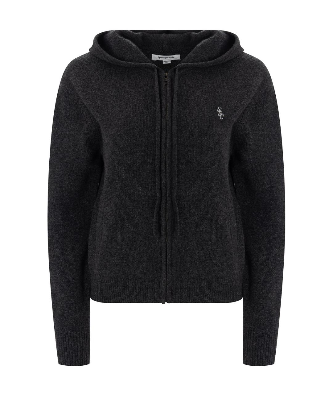 SPORTY AND RICH Серый кашемировый кардиган, фото 1