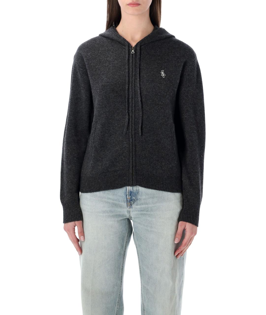 SPORTY AND RICH Серый кашемировый кардиган, фото 2