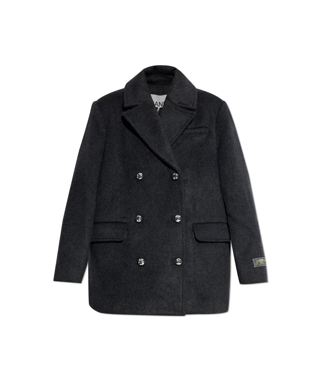 GANNI Серое шерстяное пальто, фото 1
