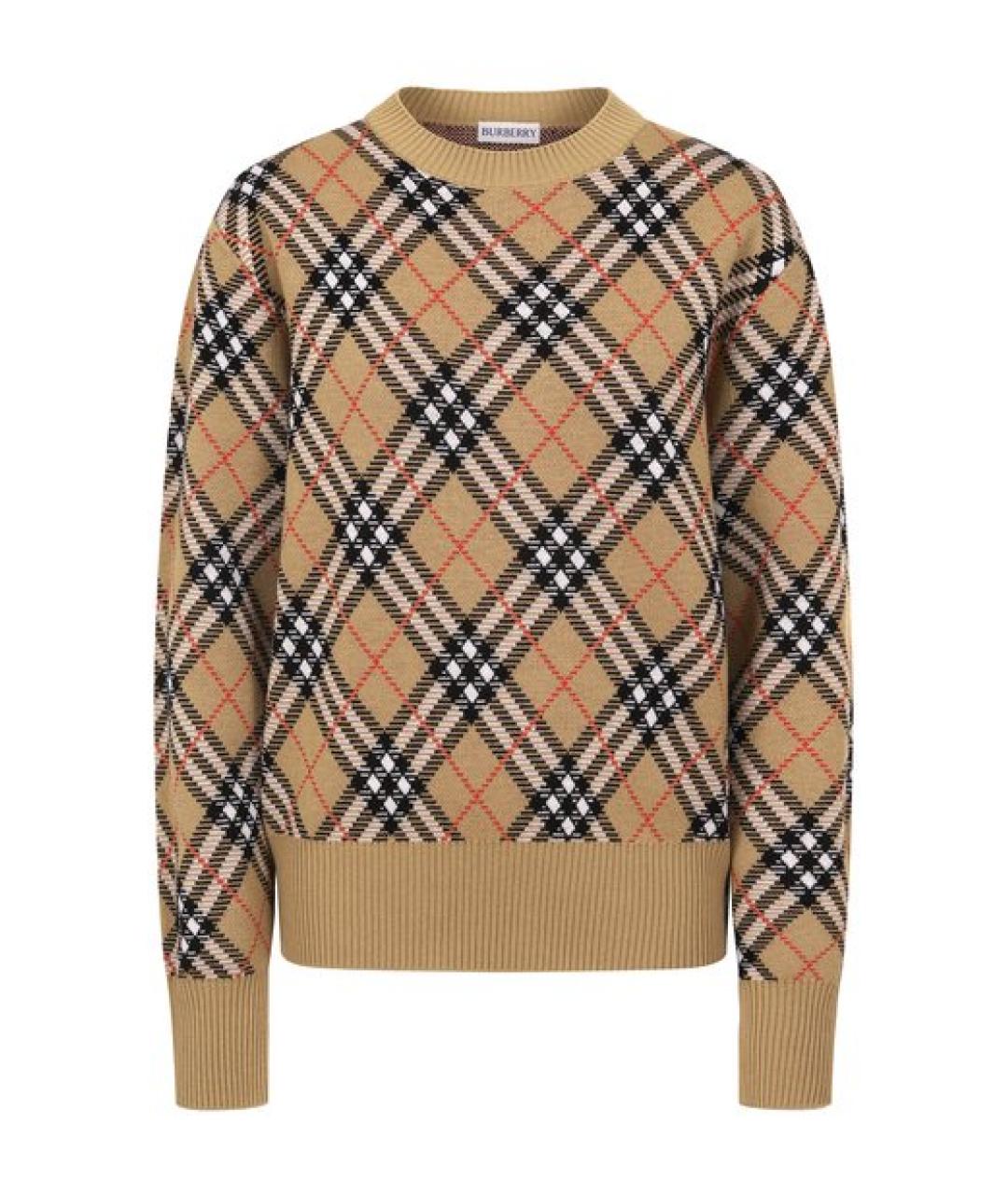 BURBERRY Бежевый шерстяной джемпер / свитер, фото 1