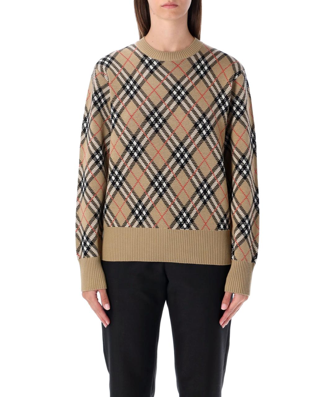 BURBERRY Бежевый шерстяной джемпер / свитер, фото 2