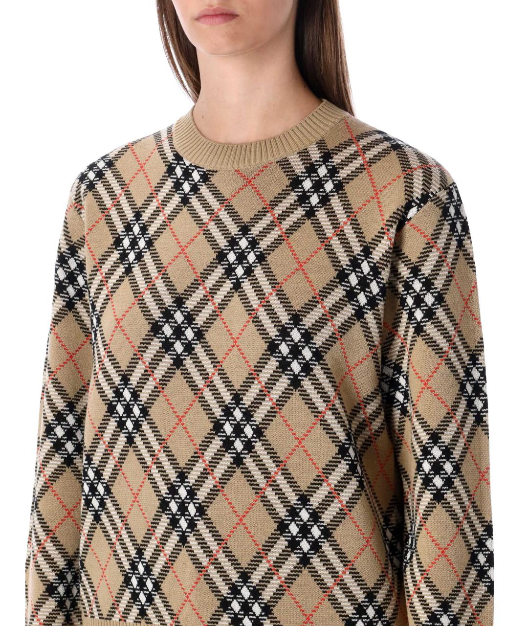 BURBERRY Бежевый шерстяной джемпер / свитер, фото 4