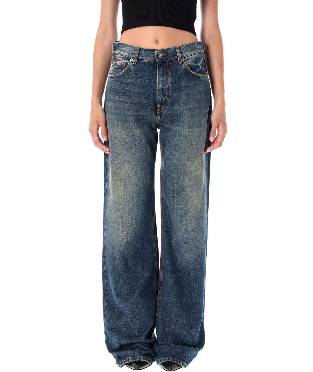 HAIKURE Синие хлопковые прямые джинсы, фото 4