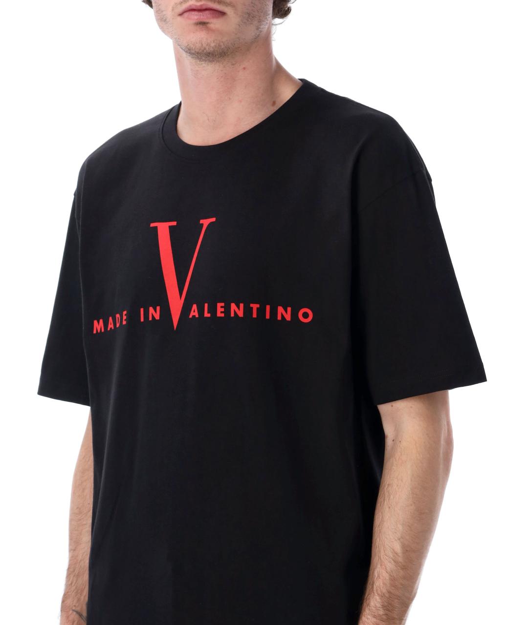 VALENTINO Черная хлопковая футболка, фото 3