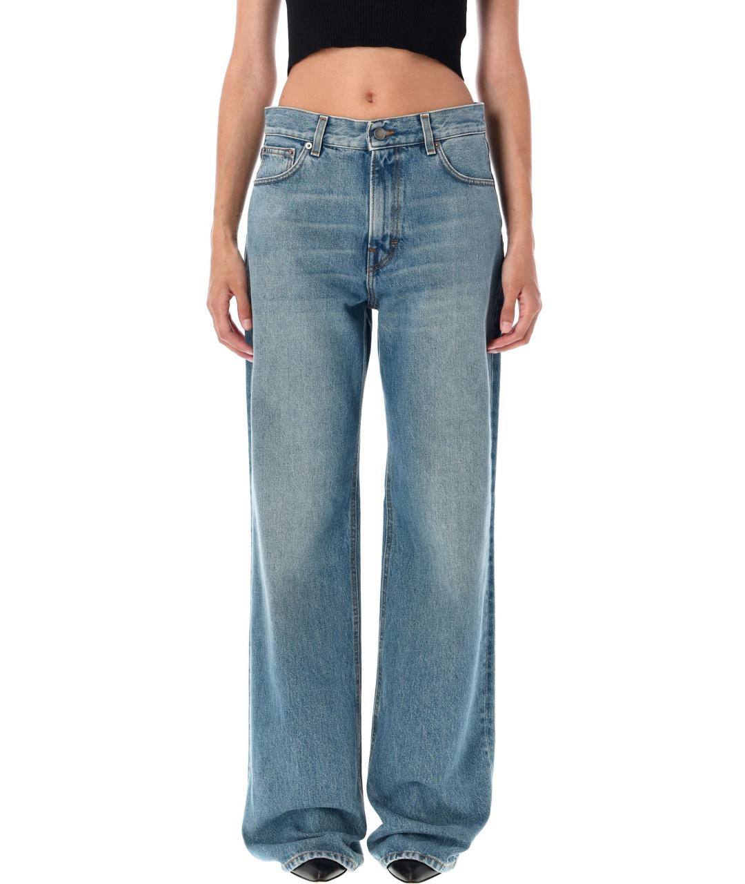 HAIKURE Синие хлопковые прямые джинсы, фото 2