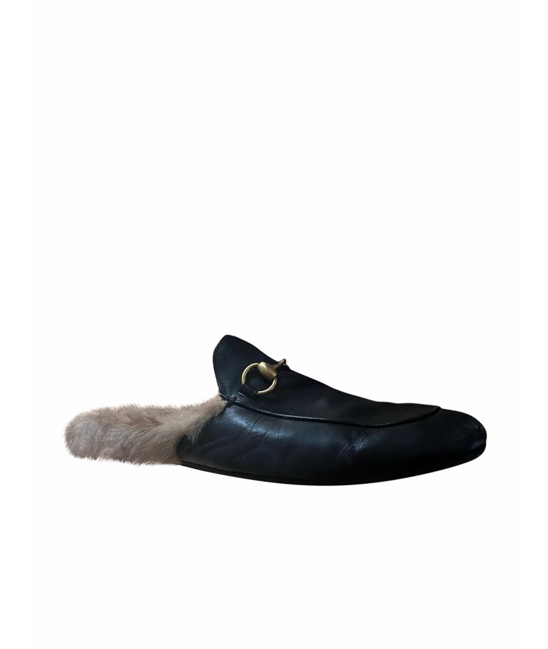 GUCCI Черные кожаные туфли, фото 1