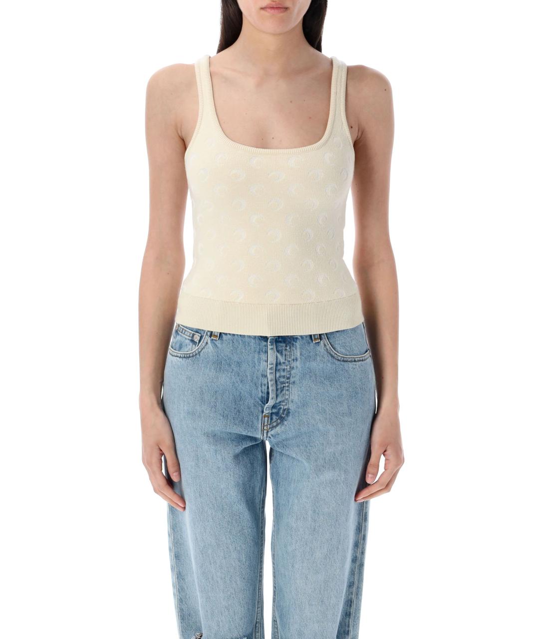 MARINE SERRE Бежевая шерстяная майка, фото 4