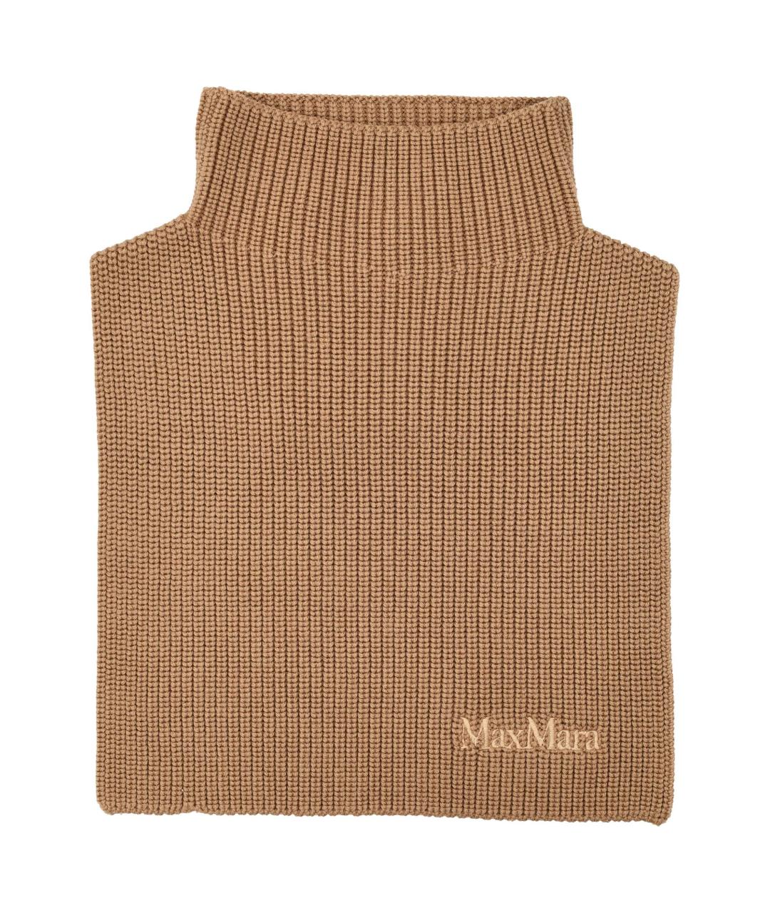 MAX MARA Коричневый шерстяной шарф, фото 1