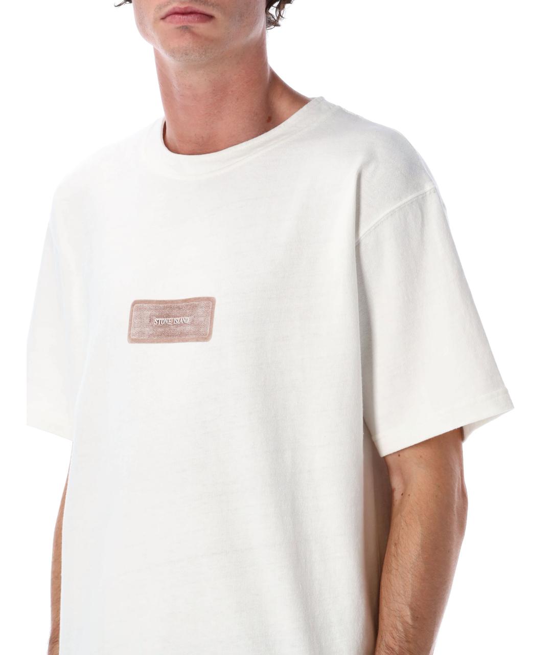 STONE ISLAND Бежевая хлопковая футболка, фото 4