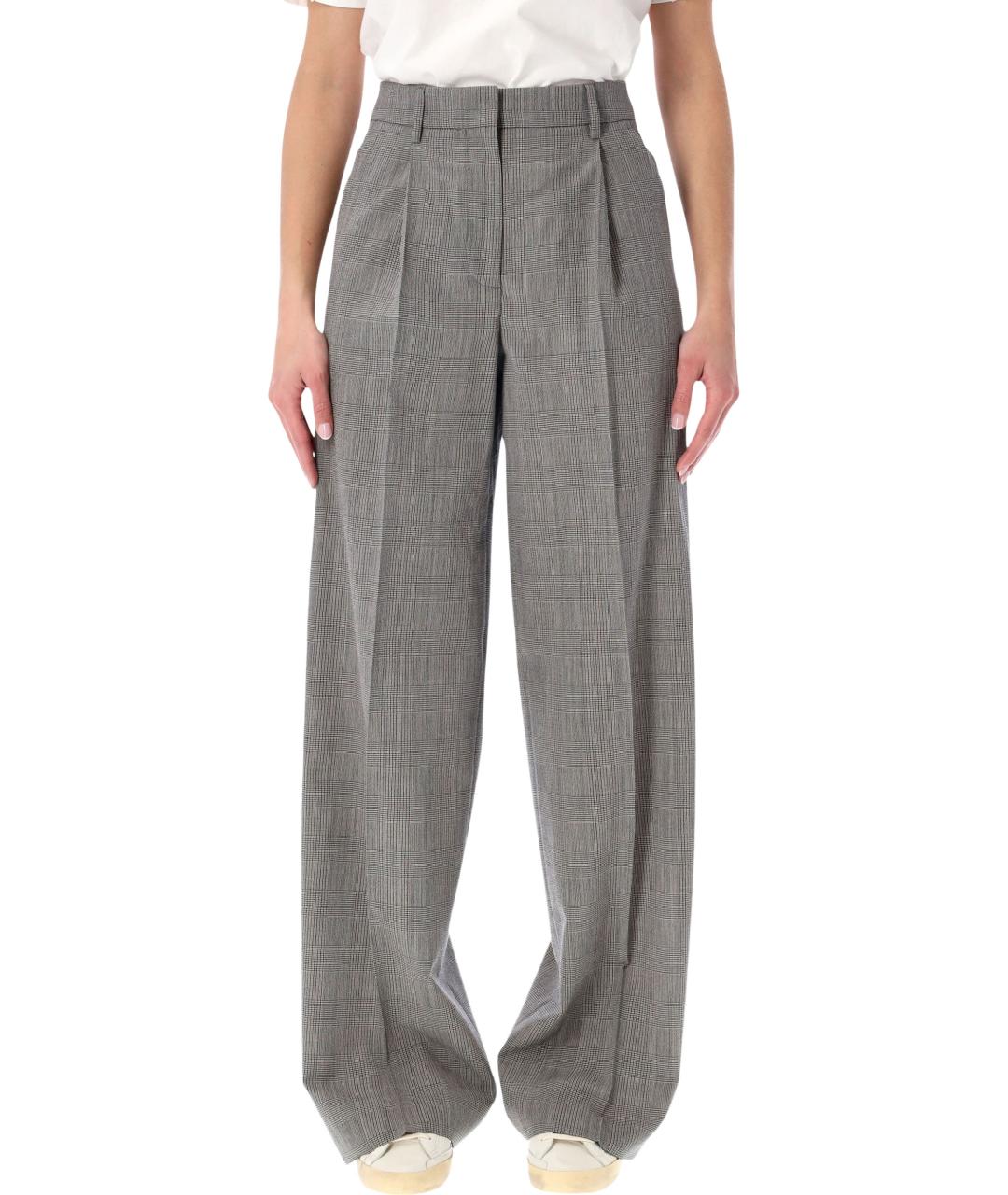 GOLDEN GOOSE DELUXE BRAND Серые шерстяные брюки широкие, фото 2