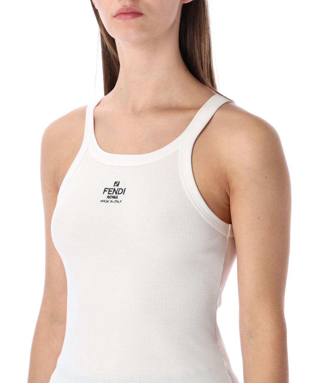 FENDI Белая хлопковая майка, фото 3