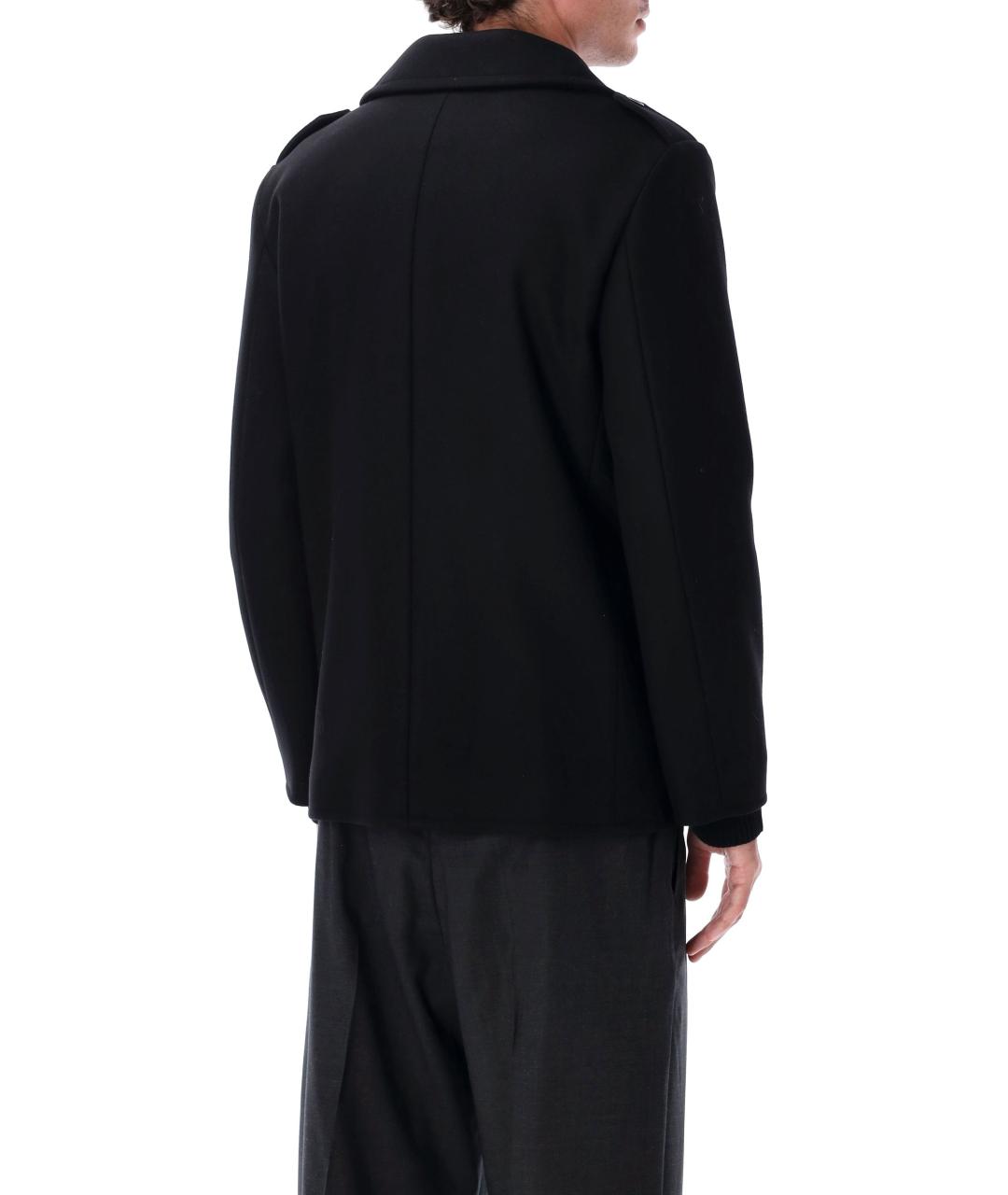 SAINT LAURENT Черное шерстяное пальто, фото 3