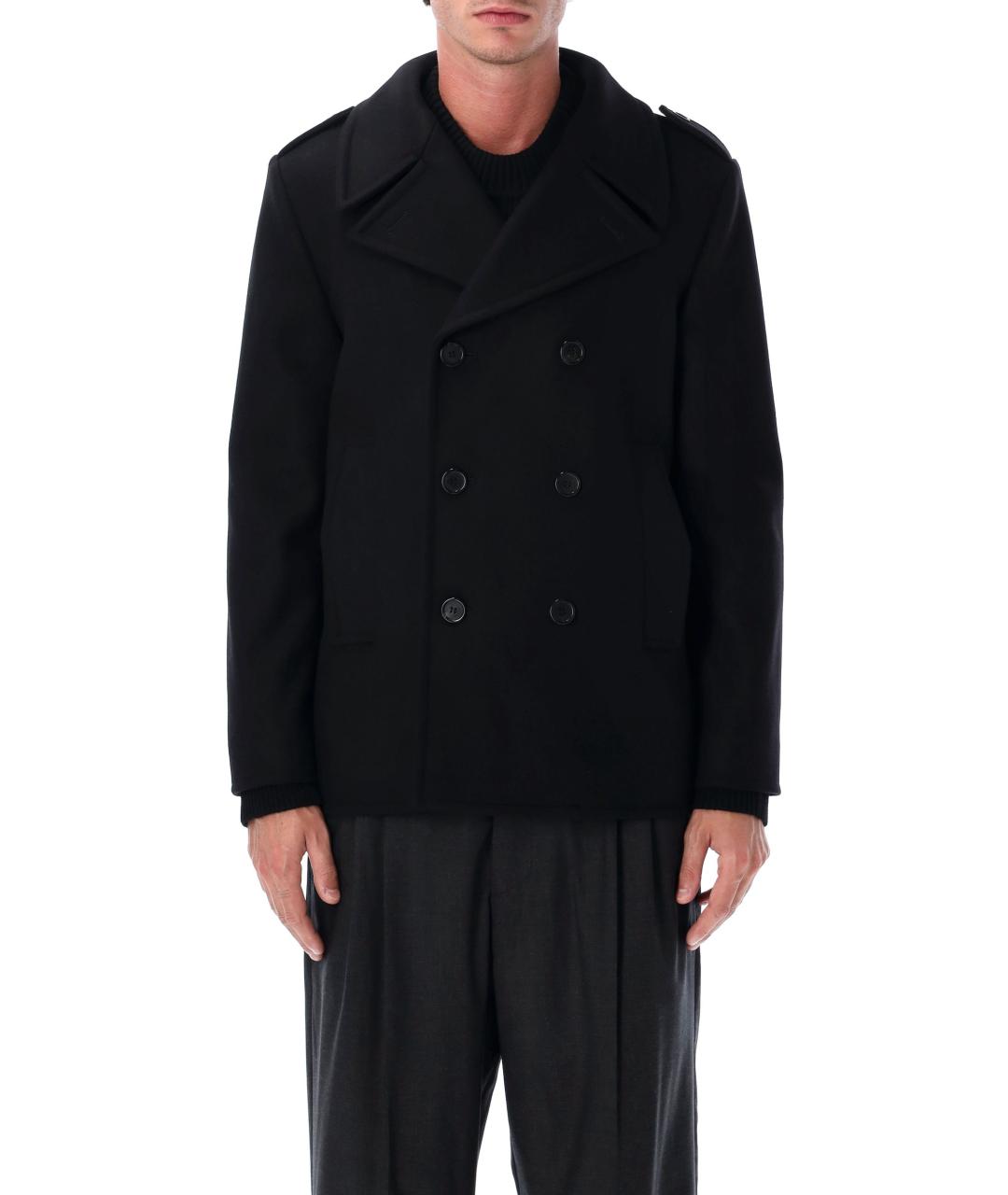 SAINT LAURENT Черное шерстяное пальто, фото 2