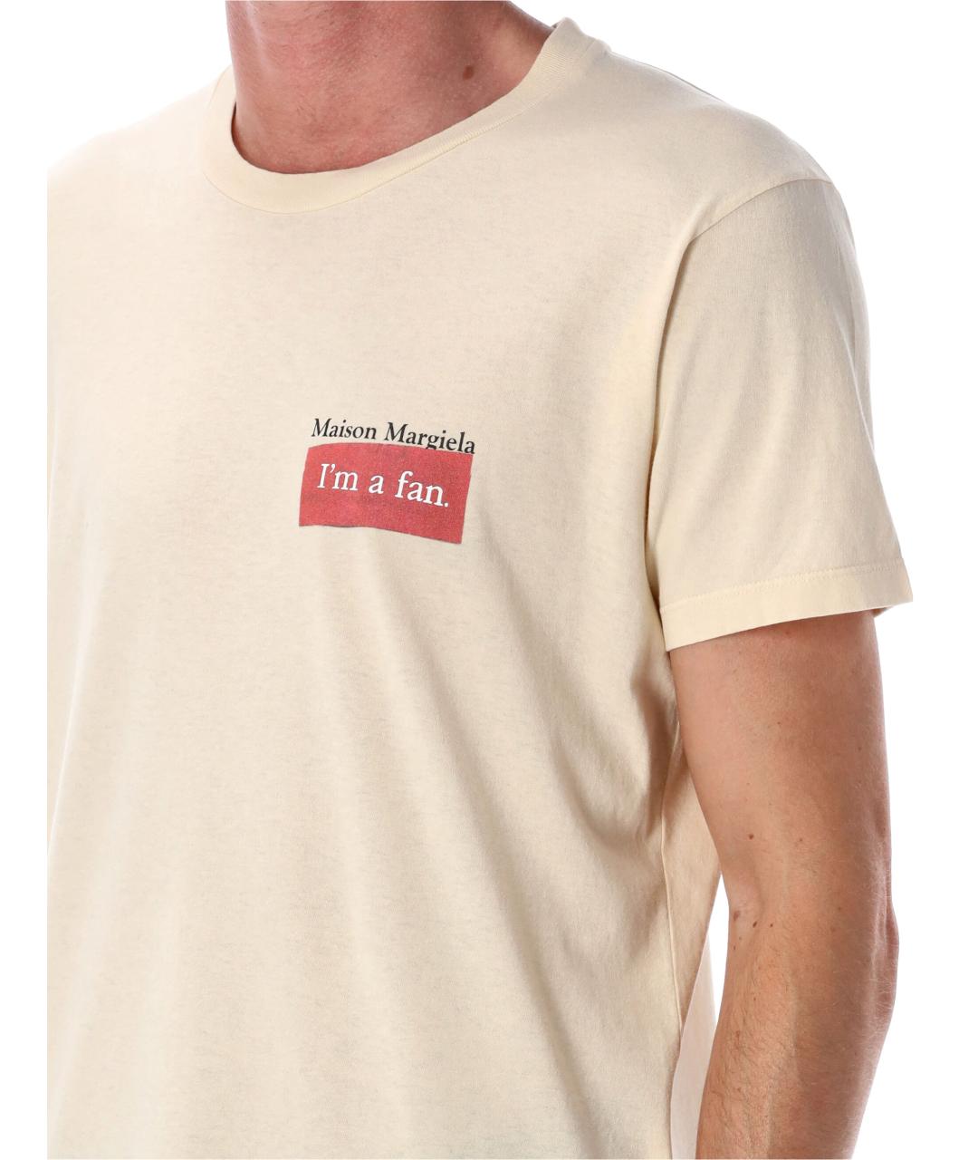 MAISON MARGIELA Бежевая хлопковая футболка, фото 3